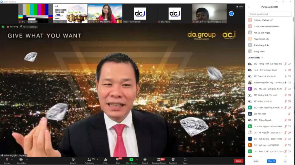 Chương trình "Năng Đoạn Kim Cương" được trực tiếp anh Nguyễn Công Bình – CEO Công ty CP DCI Việt Nam giảng dạy